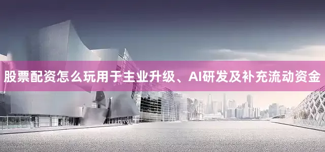 股票配资怎么玩用于主业升级、AI研发及补充流动资金